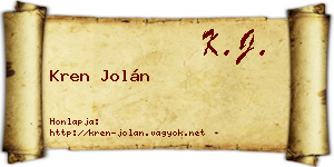 Kren Jolán névjegykártya